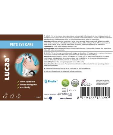 LUCAA+ Probiotic Eye Wash for Dogs/Cats Organic/Vegan/Natural 100 ML - Buy Online on GoSupps.com