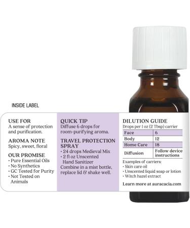 Aura Cacia Purifying Medieval Mix Pure Essential Oil Blend, No Synthetic Preservatives, 0.5 Fluid Ounces (Pack of 1) - Buy Online on GoSupps.com