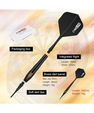 CyeeLife 18g Soft Tip Darts Set with Carry Case and 30 Extra Points - Professional Black Plastic Darts - Buy Online on GoSupps.com