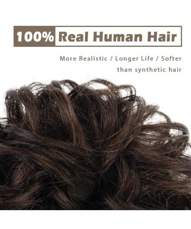 BARSDAR Dark Brown Curly Hair Bun Scrunchies - 100% Human Hair Updo Extension for Women/Kids - Buy Online on GoSupps.com