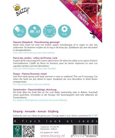 Buy Buzzy Poppy Flowers - Poppy Paeoniflorum Mixed for International Shipping | Premium Seeds for a Colorful Garden - Buy Online on GoSupps.com