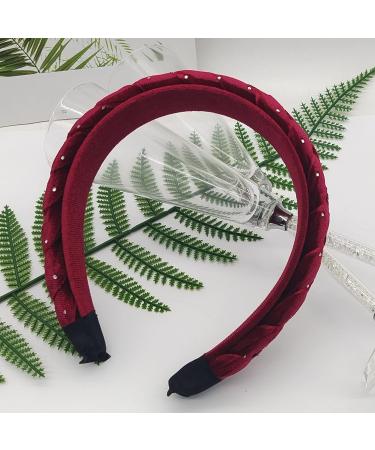 SARTS Braided Velvet Headband - Stylish & Fashionable Chunky Hairband for Women - 4.5CM Wide Winter Velvet Crown - Thick Velvet Head Band for Girls (Burgundy) - Buy Online on GoSupps.com