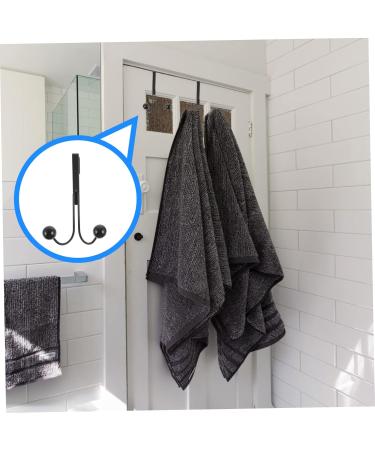KICHOUSE 2pcs Double Hook Wall Mounted Organizer Over Door Storage Rack Door Hanger Metal Clothes Hook 14x9cm Black - Buy Online on GoSupps.com
