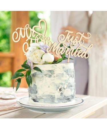Wedding Wood Cake Topper Set - Personalized Mr & Mrs Silver Kuchendeko for Anniversary Party Decoration - Rustic Wedding Decor - Buy Online on GoSupps.com