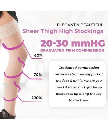 ITA-MED Sheer Compression Stockings - 23-30 mmHg Thigh High Closed Toe X-Large Nude - Buy Online on GoSupps.com