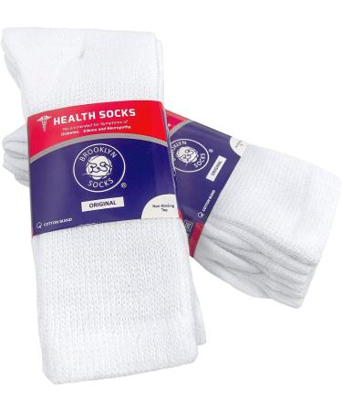 Cotton Diabetic Neuropathy Crew Socks 6-Pack (White, Size 10-13) - Men's Shoe Size 9-12 - Buy Online on GoSupps.com