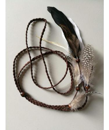 Gypsy Hippie Feather Headband & Armband Set - Bohemian Handmade Tribal Indian Headwear for Women - Buy Online on GoSupps.com