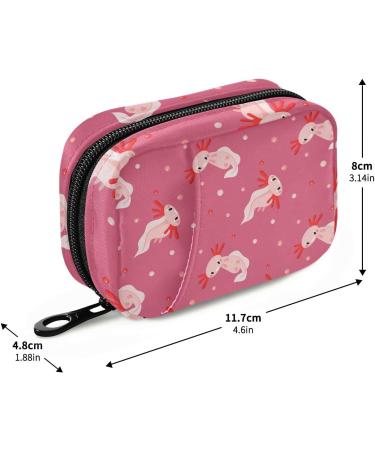 Travel Pill Organizer Case - 7 Day Cute Red Axolotl Weekly Vitamin Holder - Portable Zipper Pouch for Medicine & Supplements - Buy Online on GoSupps.com
