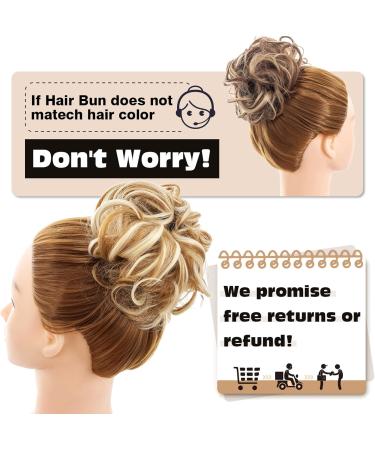 Uleeso 1 PCS Messy Bun Hair Dish Donut Scrunchie Hair Piece Curly Wavy Synthetic Chignon Updo Ponytail Extensions for Women Girls (4# Black Brown) - Buy Online on GoSupps.com