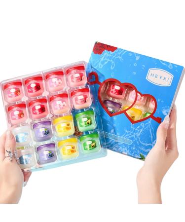 16 Pcs Lip Sleeping Mask Kit, Moisturizing Lip Balm for Lips, Repair to Prevent Dry Cracked Lips, Tinted Lip Balm for Men and Women, Fragrances