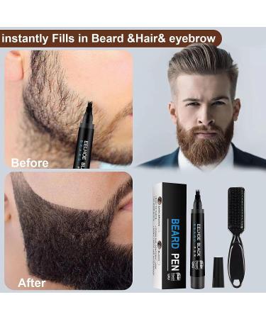 Waterproof Beard Pencil Filler for Men - Black Beard Dye Kit with Bristle Brush - Long Lasting Coverage for Beard, Moustache & Eyebrows - Buy Online on GoSupps.com