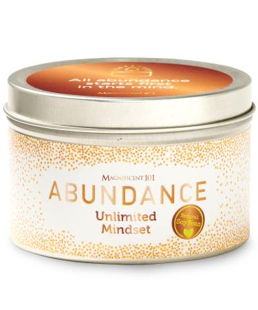 Magnificent 101 Long Lasting Abundance Smudge Candle | 6 Oz - 35 Hour Burn Time | All Natural Soy Wax Candle with Lemon Rosemary & Sandalwood Essential Oils for House Energy Cleansing & Manifestation