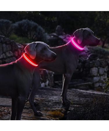 Luminous Waterproof Dog Collar - Adjustable Flashing LED Light for All Sizes - Pink (28-40cm) - Enhanced Night Visibility - Buy Online on GoSupps.com