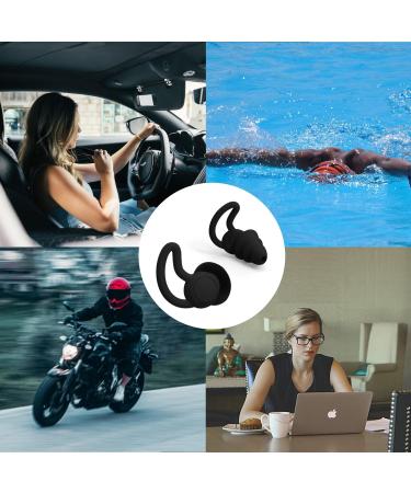 Noise Reduction Ear Plugs - NRR 40dB Silicone Reusable & Comfortable for Sleep Snoring Swimming Studying Concerts | Noise Cancelling & Hearing Protection - Black - Buy Online on GoSupps.com