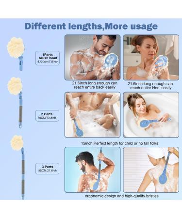 Loofah with Handle - 21.7 Back Scrubber for Exfoliation & Skin Health | Shower Loofah for Men & Women (Blue) - International Shipping Available - Buy Online on GoSupps.com
