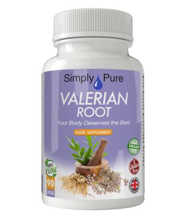 Simply Pure Wild Harvested Pure Valerian Root x 90 Capsules 500mg Gluten Free GM Free and Vegan