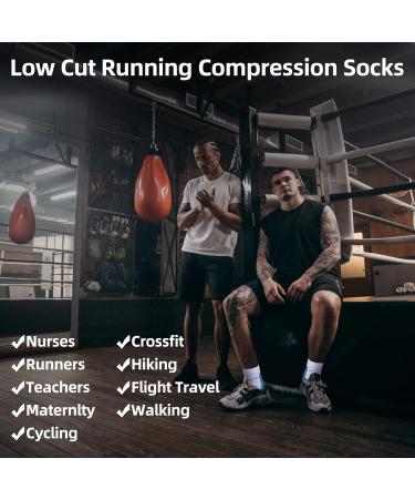 Compression Socks for Plantar Fasciitis - 6/7 Pairs, Men & Women, Low Cut Athletic Socks with Arch Support, L-XL Black/Blue - Buy Online on GoSupps.com