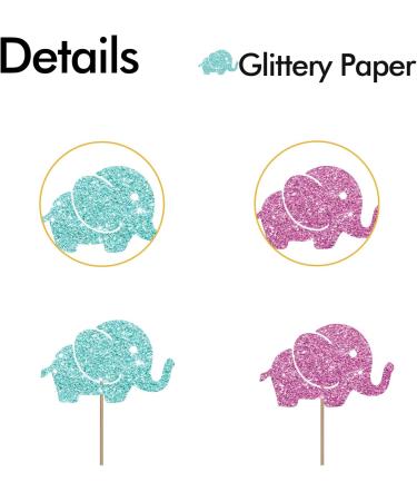 Elephant Gender Reveal Cupcake Toppers Elephant Baby Shower Cupcake Toppers Small Elephant Themed Dessert Picks Baby Girl Birthday Party Decoration - Pink & Blue Glitter - Buy Online on GoSupps.com