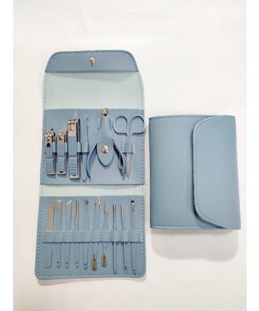 16 Piece Manicure Set Manicure Set Pedicure Nail Clipper Set Pedicure Care Tools Manicure pedicure grooming kit Nail Care Tools Beauty Set for Thick Nails Men Women Gift (Blue)