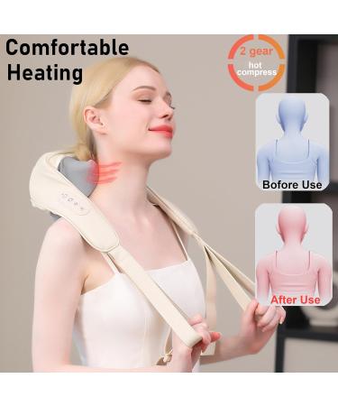 Neck & Shoulder Shiatsu Massage Device with Heat - Electric Silicone Massage for Back Legs & Feet - Versatile & Comfortable Off-White Design - Buy Online on GoSupps.com