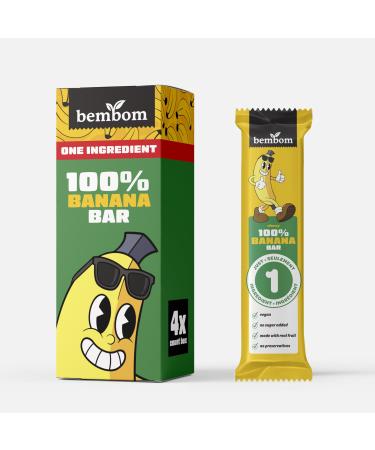 Healthy Banana Candy - No sugar added - Just One Ingredient - 100% Banana Bar - Natural Real Fruit Bar Vegan Gluten Free Best High Fiber Non GMO No Preservatives - Energy Food for Children & Adults - Pack (4 bars Banana)