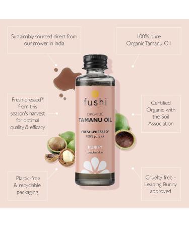 Fushi Wellbeing Organic Tamanu Oil Fresh-Pressed Antioxidant & Vitamin E Best for Scars Blemishes Damaged Hair Manufactured in the UK 50 ml - Buy Online on GoSupps.com