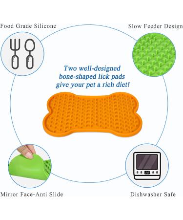 Dog Lick Pad 2 Pack - Slow Feeder Bone-Shaped Mat for Boredom Relief - Ideal for Yogurt & Peanut Butter - Green - Buy Online on GoSupps.com