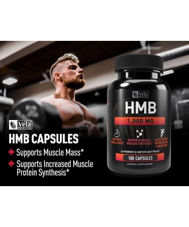 HMB Capsules 1000 mg | Supports Muscle Mass & Protein Synthesis | 180 Count for Improved Body Composition | Buy Internationally - Buy Online on GoSupps.com