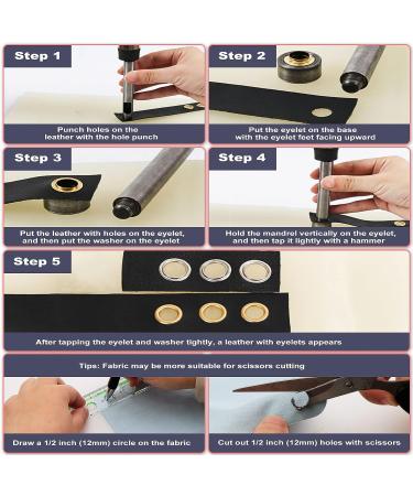 150 Sets 1/2 inch Grommet Tool Kit Bronze Metal Grommet Kit Eyelet Kit with Hole Punch for Leather  Fabric  Curtain - Buy Online on GoSupps.com