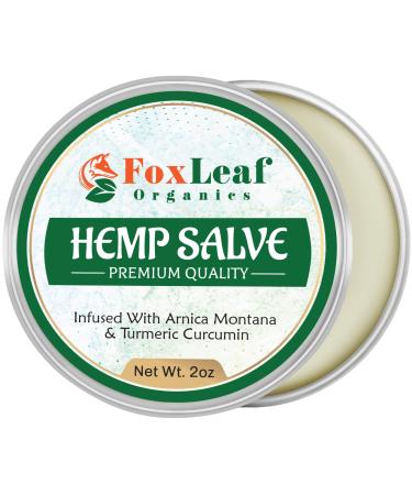 Foxleaf Organics Premium Hemp Salve with Arnica Montana & Turmeric - Unscented & Non-Greasy Extra Strength All Natural Formula | Made in USA - 2 OZ