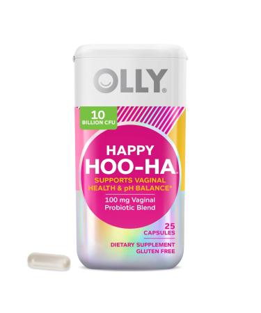 OLLY Happy Hoo-Ha Capsules, Probiotic for Women, Vaginal Health and pH Balance, 10 Billion CFU, Gluten Free - 25 Count (Packaging May Vary) Happy Hoo-Ha - 25 ct 25 Count (Pack of 1)