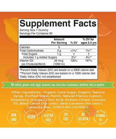 MaryRuth Organics Vitamin D Gummies - 2 Month Supply for Adults & Kids - Vegan, Non-GMO, Gluten Free - Bone Health Support Supplement - 60 Count - Buy Online on GoSupps.com