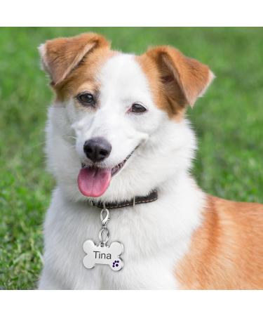 Nibana Dog Tag Personalized Pet ID Tags Custom Dog Name Tags Engraved on Both Sides 4 Lines of Custom Text Paw Print Bone Pet Tag for Dogs Cats (Purple) - Buy Online on GoSupps.com