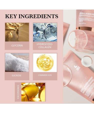 Collagen Night Wrapping Mask Collagen Overnight Wrapping Peel Off Facial Mask Collagen Overnight Wrapping for All Skin Types with Brush - Buy Online on GoSupps.com