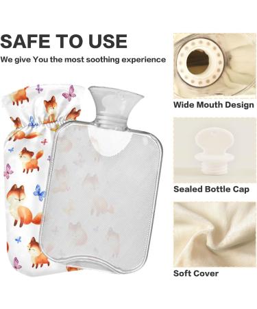 Oarencol Cute Fox Hot Water Bottle | Colorful Butterfly 1L Heating & Cooling Bag with Cover - Buy Online on GoSupps.com