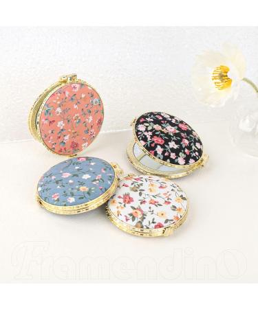Framendino Retro Floral Pocket Mirror 4 Pack - Vintage Flowers Makeup Compact Mirrors for Women and Girls - Buy Online on GoSupps.com