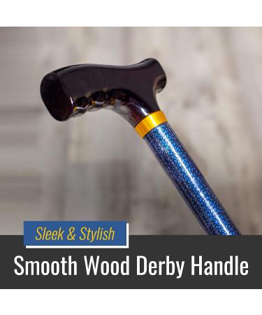 DMI Designer Folding Cane - Adjustable, Ergonomic Wood Handle, FSA/HSA Eligible - Blue Ice - Buy Online on GoSupps.com