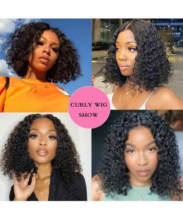 VEGALILY 12 Curly Human Hair Wig for Black Women - 100% Brazilian Bob Wig with Middle Part Lace - Buy Online on GoSupps.com