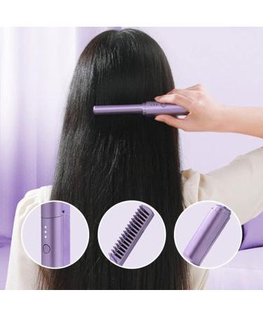 Buy Okngr Portable Cordless Hair Straightening Brush - 3 Temperature Settings Auto-Off Anti-Scald USB C Rechargeable - Perfect for Travel - Purple - Buy Online on GoSupps.com