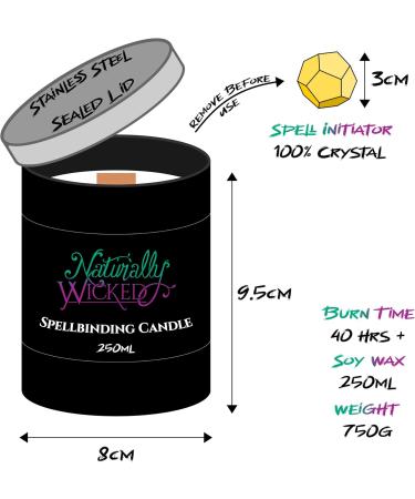 Naturally Wicked Spellbinding Luck Candle | Crystal Wood Wick & Gift Box | International Shipping Available - Buy Online on GoSupps.com