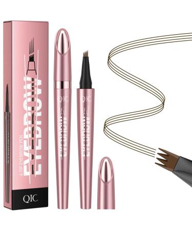 Fogrime Four-Head Split Liquid Eyebrow Pencil - Waterproof Long-Lasting Smudge-Proof - Ideal for Makeup Beginners - Convenient and Natural-Looking - 4 Colors Available (Dark coffee)