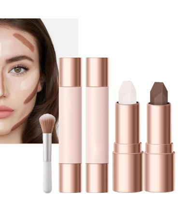 No Limits Harmony Cream Bronzer Stick, 2 in 1 Bronzer and Highlighter, Long Lasting and Waterproof Face Brightening Bronzer Stick with Brush for All Skin Types (Color : 01-