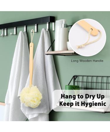 Exfoliating Loofah on a Stick Back Scrubber for Shower Long Handle Shower Sponge for Men and Women - Buy Online on GoSupps.com
