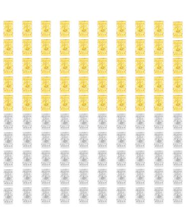 Huayue 200 pieces dreadlocks pearl metal hair cuffs braid hair jewelry aluminum dreadlocks clips vintage rings spiral clips for braid braids dreadlock (gold and silver)