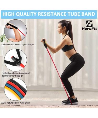 HaroFit Single Resistance Bands with Handles - Blue-15LB | Home Workout & Physical Therapy Bands | Includes Door Anchor & Workout Guide - Buy Online on GoSupps.com