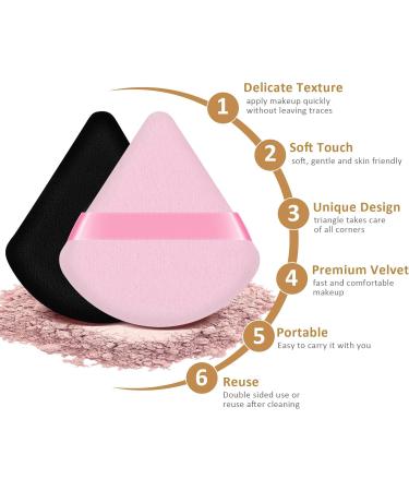 2PCS Velvet Powder Puffs Set for Pressed and Loose Powder - Reusable Makeup Sponge with Strap for Body Foundation - Black&Pink - Buy Online on GoSupps.com