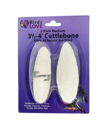 Birds LOVE Cuttlebone for Birds - Cuttlebone for Tortoise & Snails, Bird Cuttlebone for Parakeet & All Breeds, Calcium Block for Birds Alternative - Pack of 2 Cuttlefish Bone - Medium, 3.5 to 4 Inches