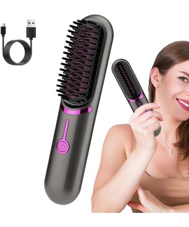 Buy Cordless Ceramic Hair Straightener Brush - Ionic Rechargeable Styling Comb for Women | Perfect for Travel & Thin Hair - Buy Online on GoSupps.com