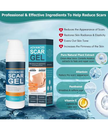 Advanced Scar Gel & Cream - Effective Scar Treatment for Surgical Scars Acne Burns Stretch Marks & Keloids - 1.76oz for Men & Women - Buy Online on GoSupps.com