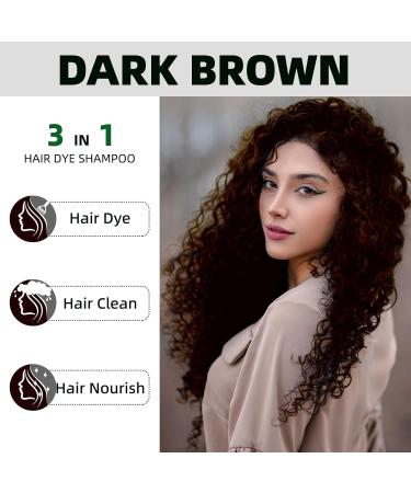 KAISASA Dark Brown Hair Dye Shampoo 3 in 1 for Gray Coverage - Herbal Ingredient Color Shampoo for Women & Men - Long Lasting 500ML - Buy Online on GoSupps.com